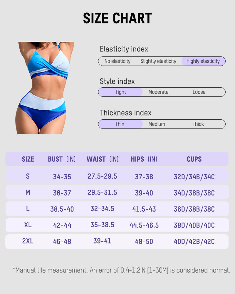 Bikini mit hoch geschnittener Hose und Twist-Detail — Color-Block