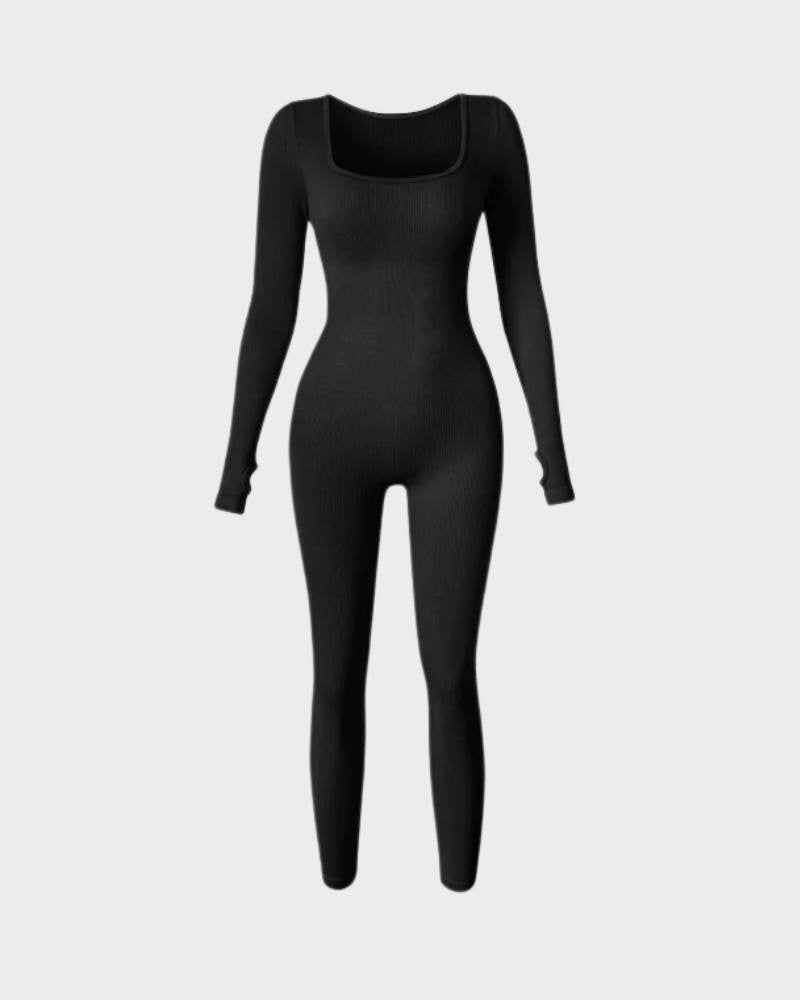 Formender Langarm-Body mit eckigem Ausschnitt