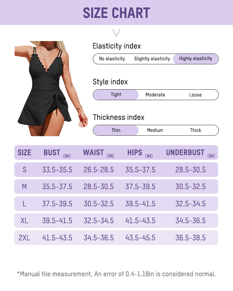 Maillot Une Pièce Femme avec Jupe Intégrée et Effet Ventre Plat