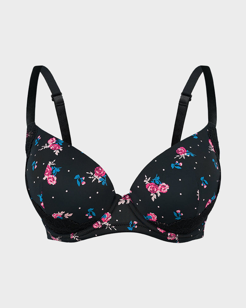 V-Neck Lace-Trim Full-Coverage Push-Up Bra