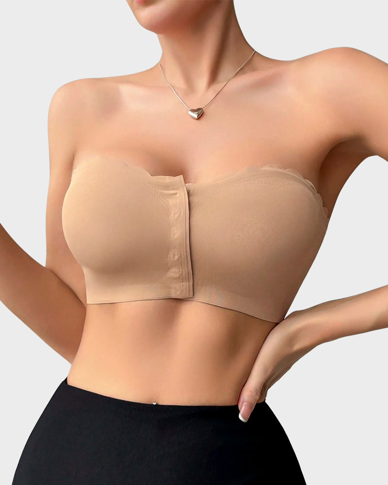 Leopard-Print Bandeau-BH mit Frontverschluss