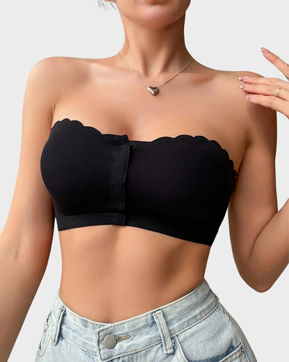 Leopard-Print Bandeau-BH mit Frontverschluss