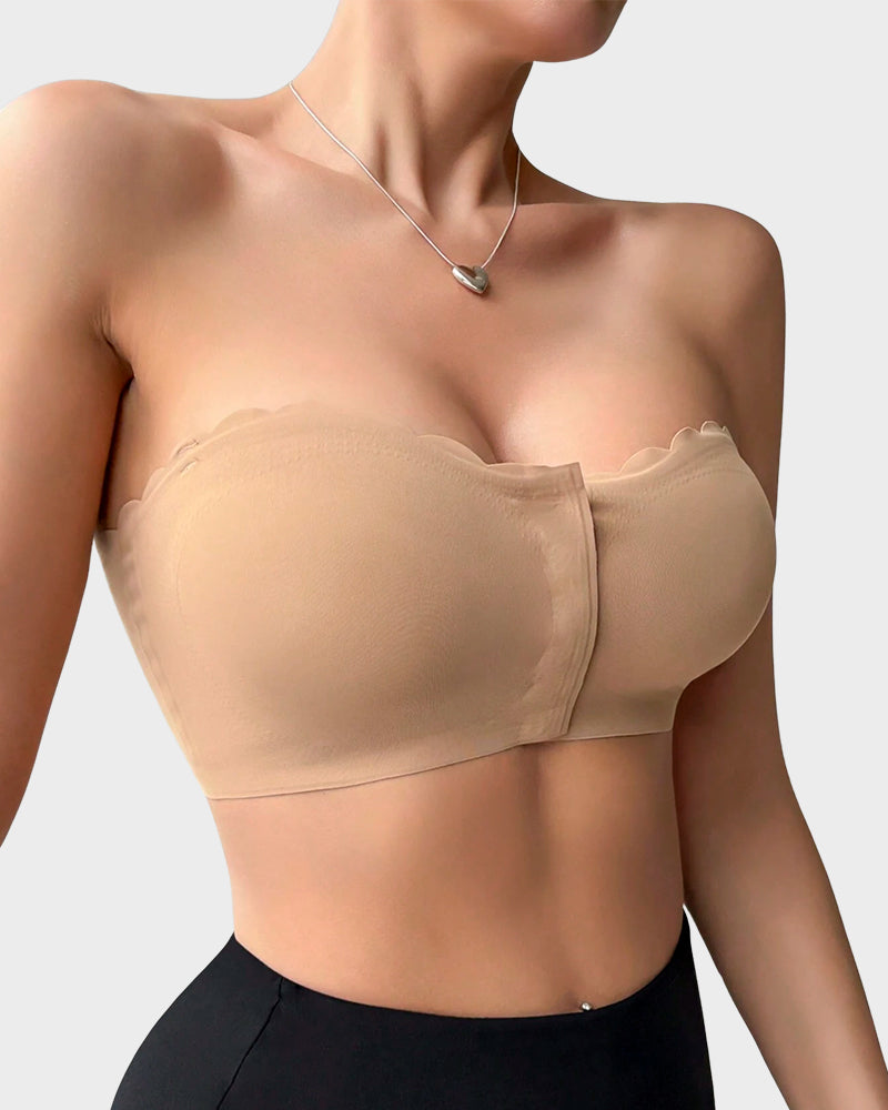 Leopard-Print Bandeau-BH mit Frontverschluss