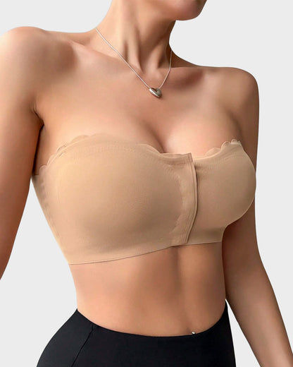 Leopard-Print Bandeau-BH mit Frontverschluss