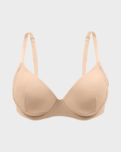 V-Neck Lace-Trim Full-Coverage Push-Up Bra