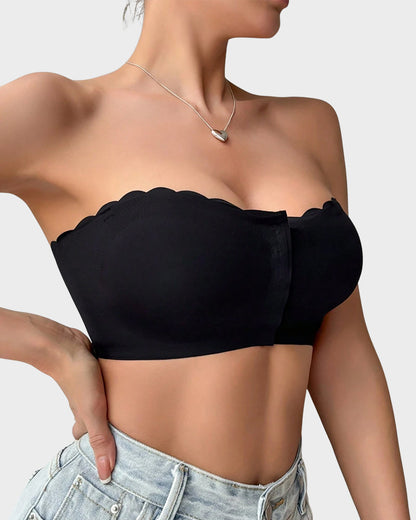 Leopard-Print Bandeau-BH mit Frontverschluss