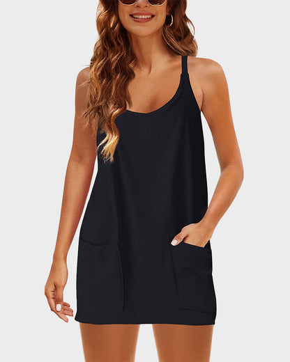 Ärmelloses Minikleid mit integrierten Shorts