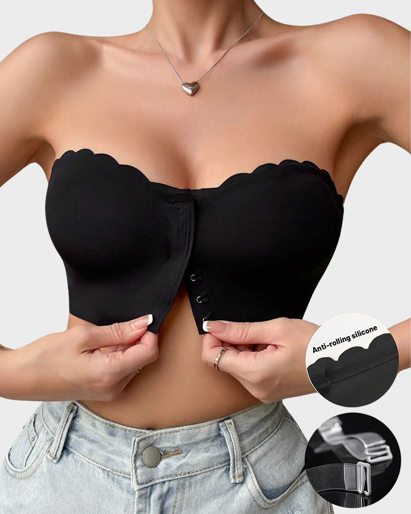 Leopard-Print Bandeau-BH mit Frontverschluss