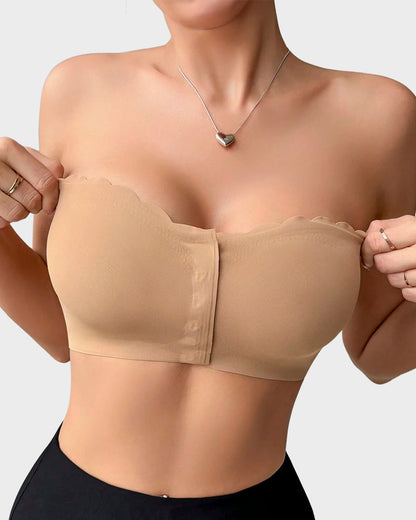 Leopard-Print Bandeau-BH mit Frontverschluss