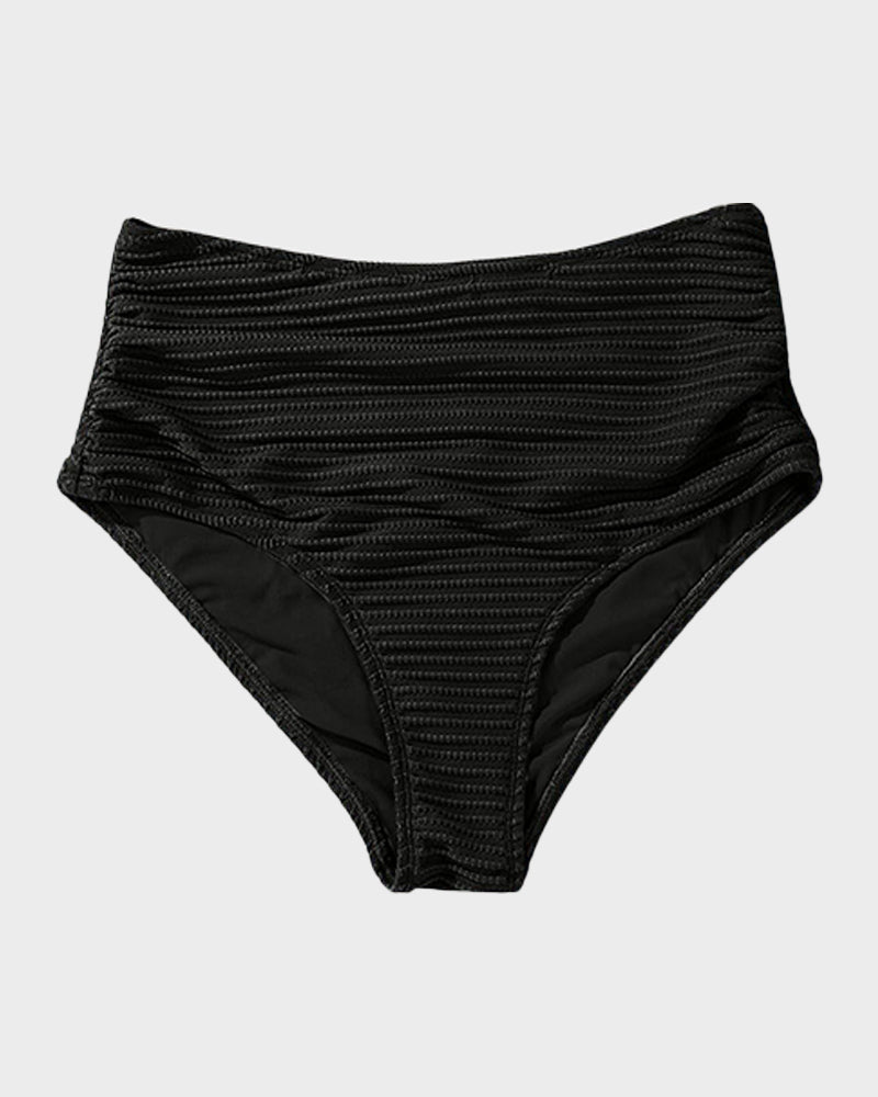 Texturierter High-Waist-Bikini mit Knotendetail vorne