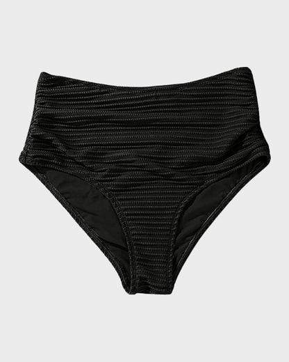 Texturierter High-Waist-Bikini mit Knotendetail vorne