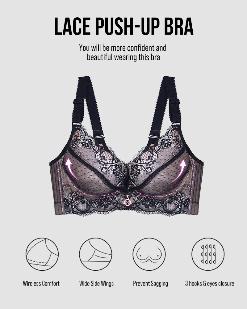 Lace Underwire Push-Up Bra with Padded Cups