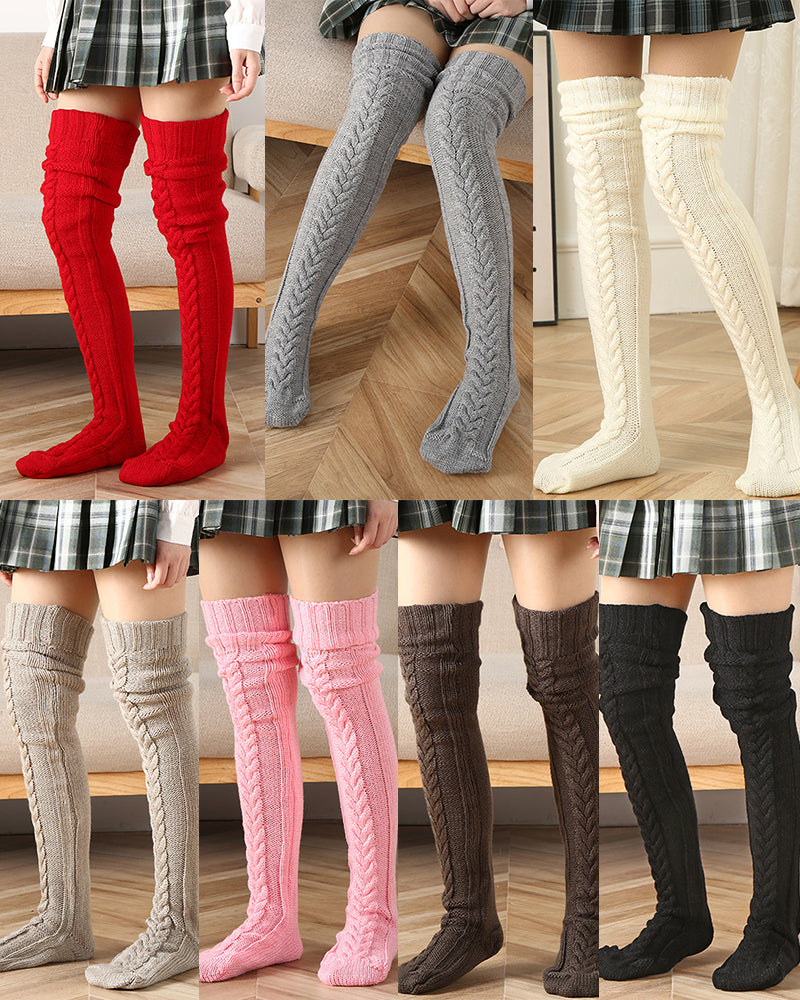 Warme Zopfstrick-Socken