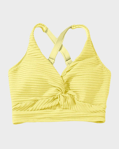 Texturierter High-Waist-Bikini mit Knotendetail vorne