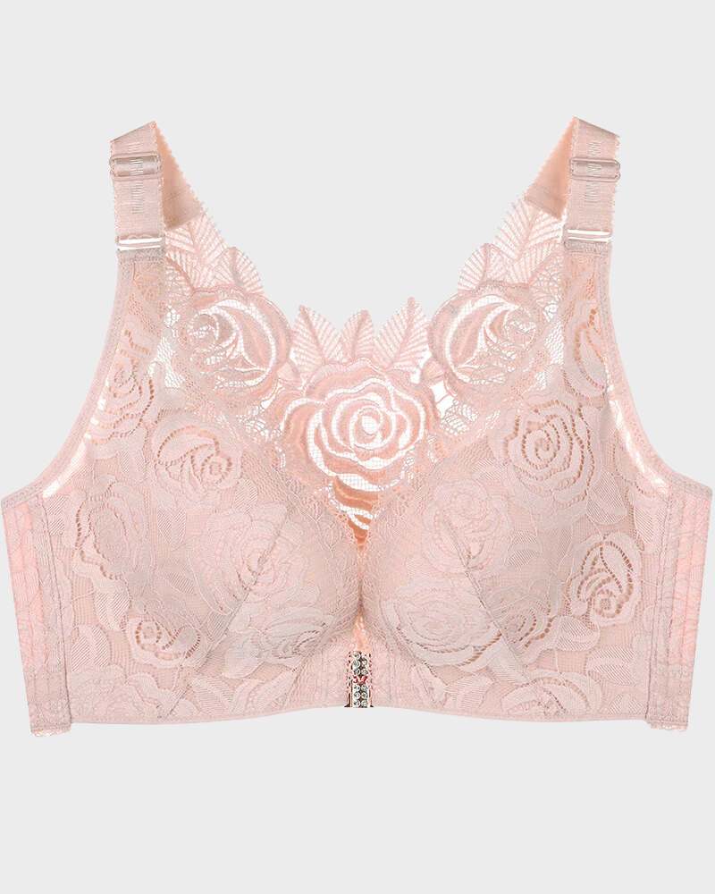 Rose Embroidery Front-Closure Bra