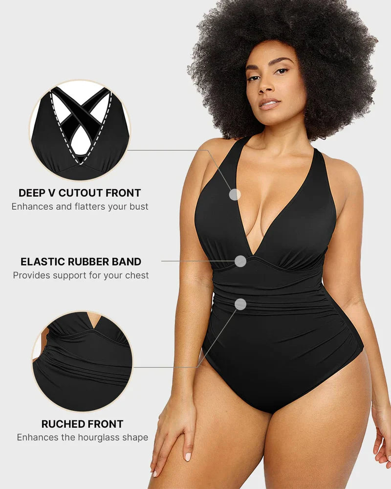 Shaping Swimsuit with Plunge Neckline