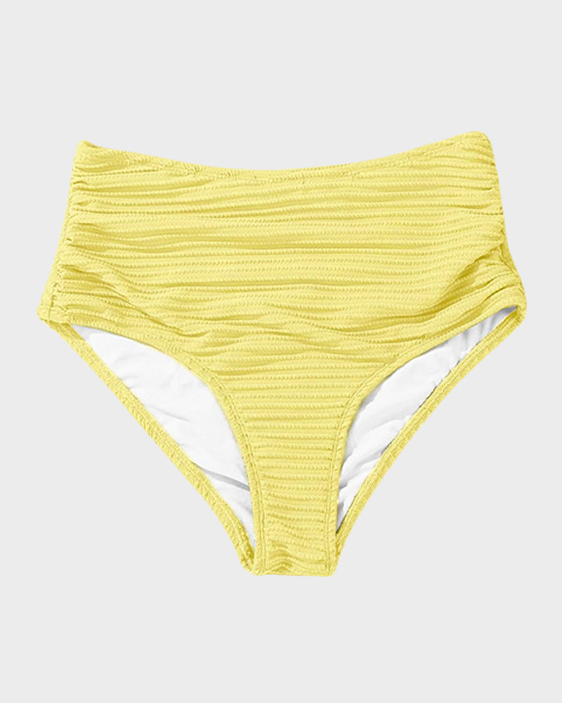 Texturierter High-Waist-Bikini mit Knotendetail vorne