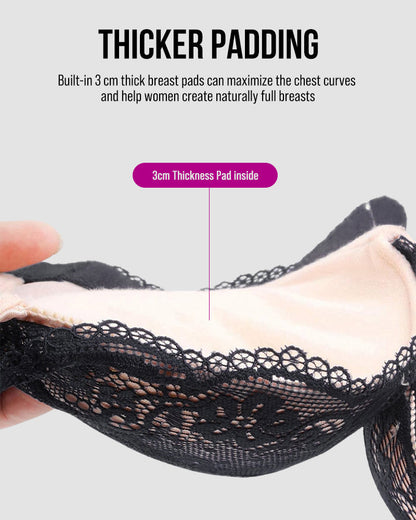 Lace Underwire Push-Up Bra with Padded Cups