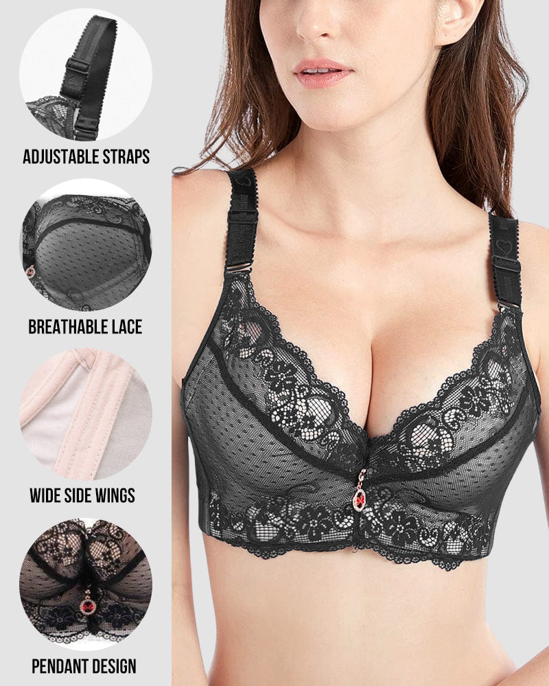 Lace Underwire Push-Up Bra with Padded Cups