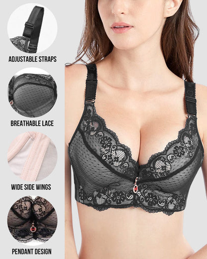 Lace Underwire Push-Up Bra with Padded Cups