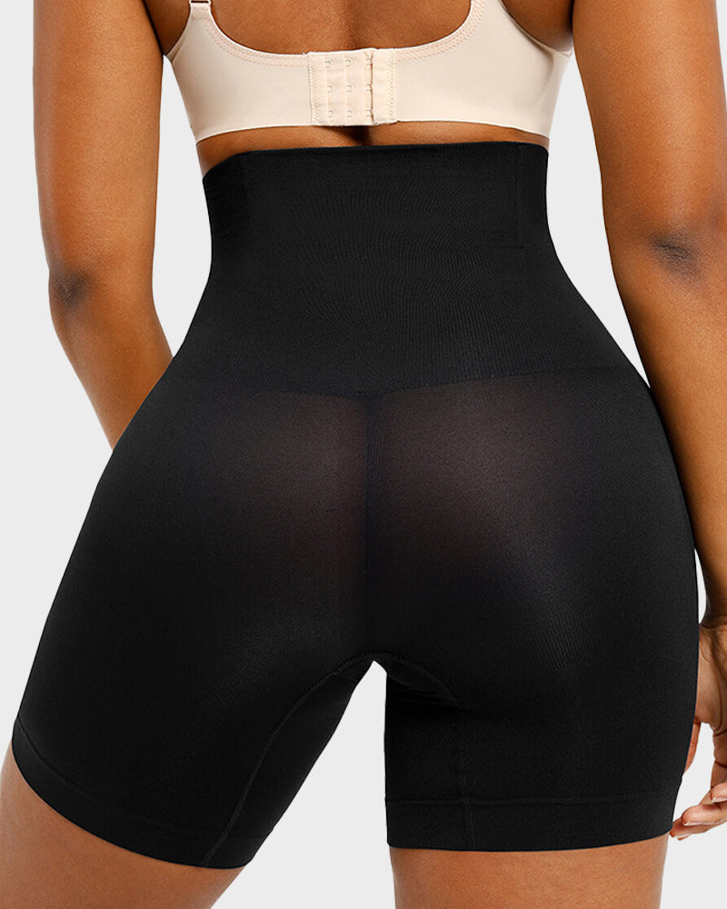 Nahtlose figurformende Shorts mit hoher Taille, mittellang