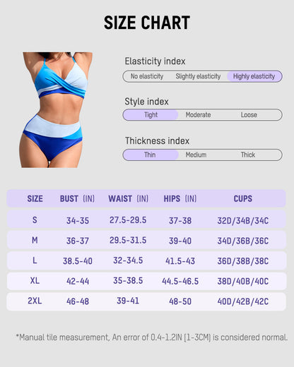 Bikini mit hoch geschnittener Hose und Twist-Detail — Color-Block
