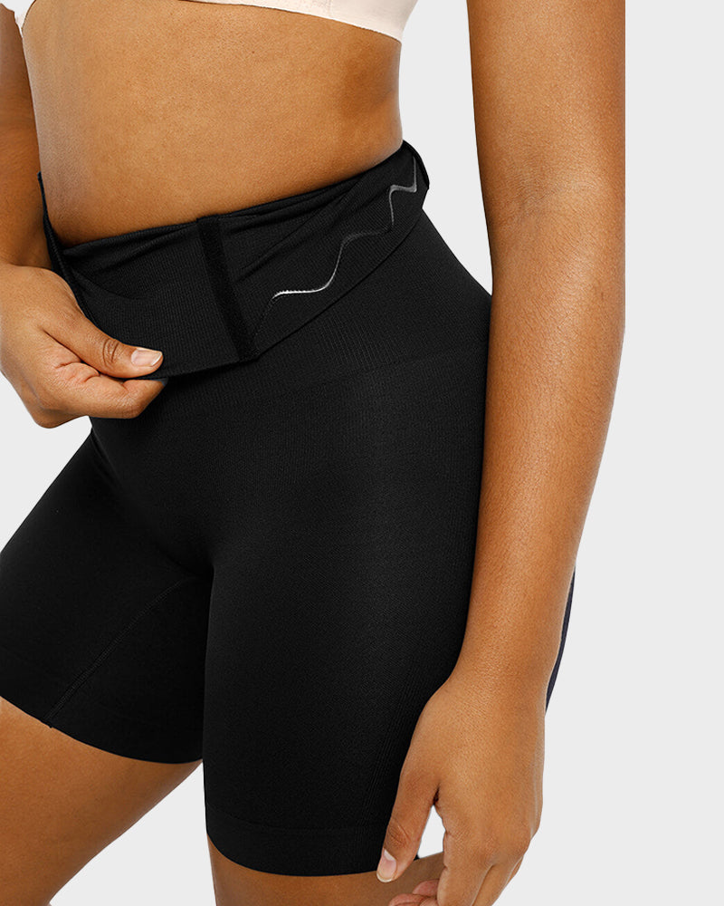 Nahtlose figurformende Shorts mit hoher Taille, mittellang