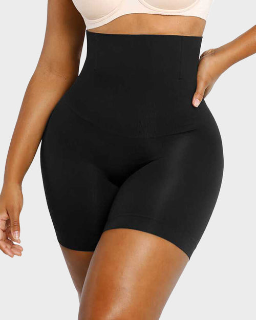 Nahtlose figurformende Shorts mit hoher Taille, mittellang