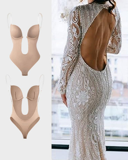 Strapless U-Plunge Thong Bodysuit