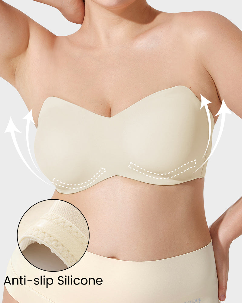 Convertible Non-Slip Bandeau Bra with Full Support