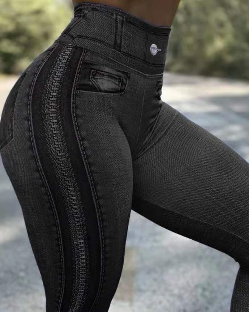 High-Waisted Moisture-Wicking Shaping Workout Leggings