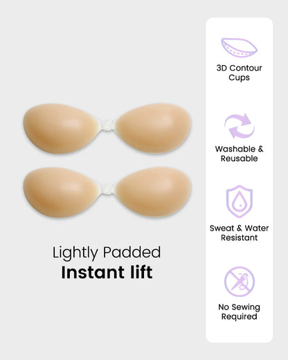 Front-Closure Silicone Self-Adhesive Invisible Bra — Set of 2