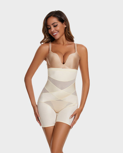 High-Waisted Cross-Compression Mid-Thigh Shaping Shorts — 2-Pack