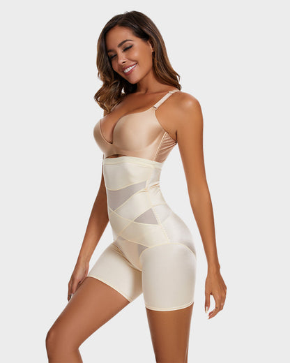 High-Waisted Cross-Compression Mid-Thigh Shaping Shorts — 2-Pack