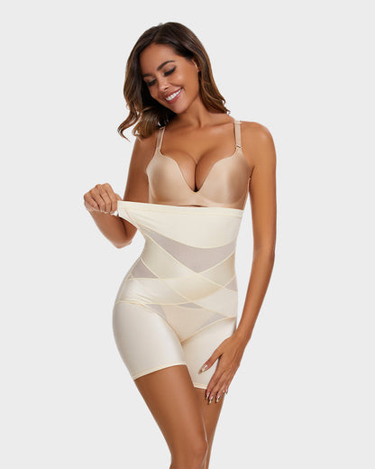 High-Waisted Cross-Compression Mid-Thigh Shaping Shorts — 2-Pack