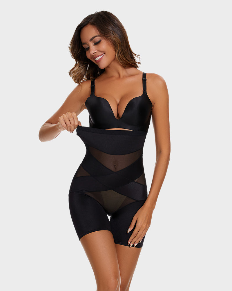 High-Waisted Cross-Compression Mid-Thigh Shaping Shorts — 2-Pack
