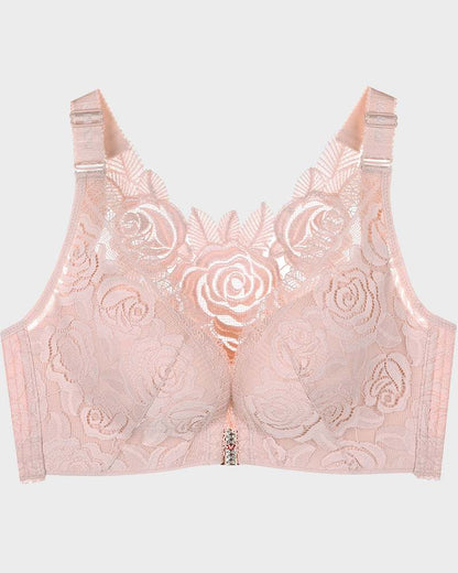 Rose Embroidery Front-Closure Bra