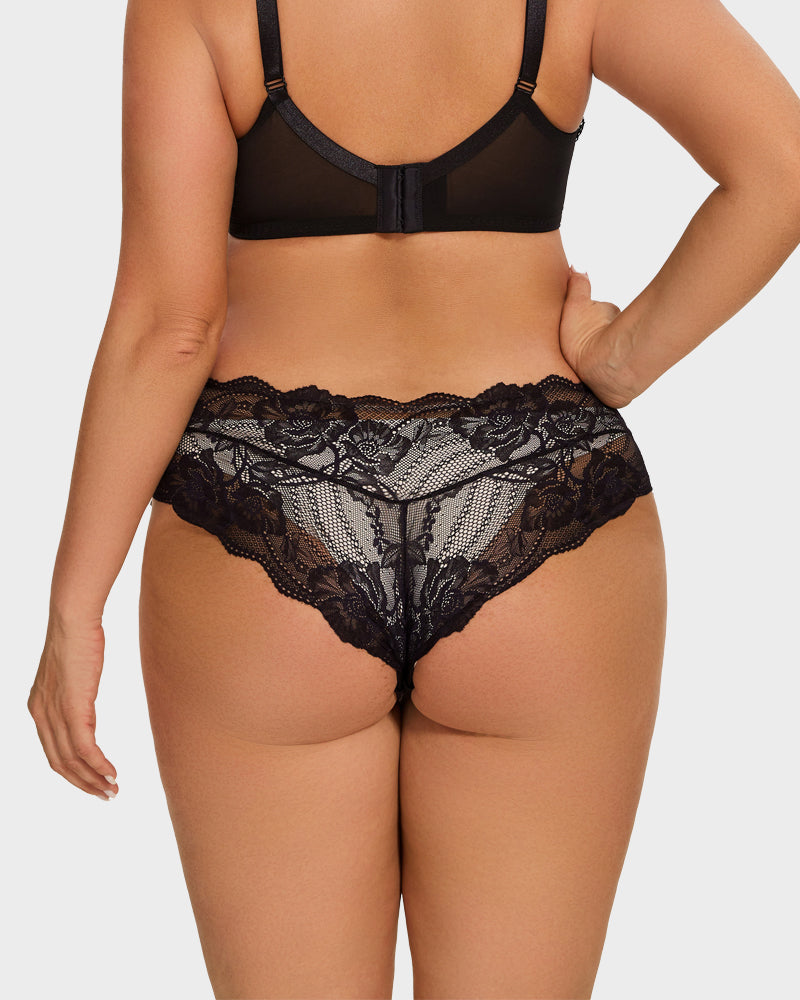 Floral Lace Seamless Brief Panty — Pack of 3