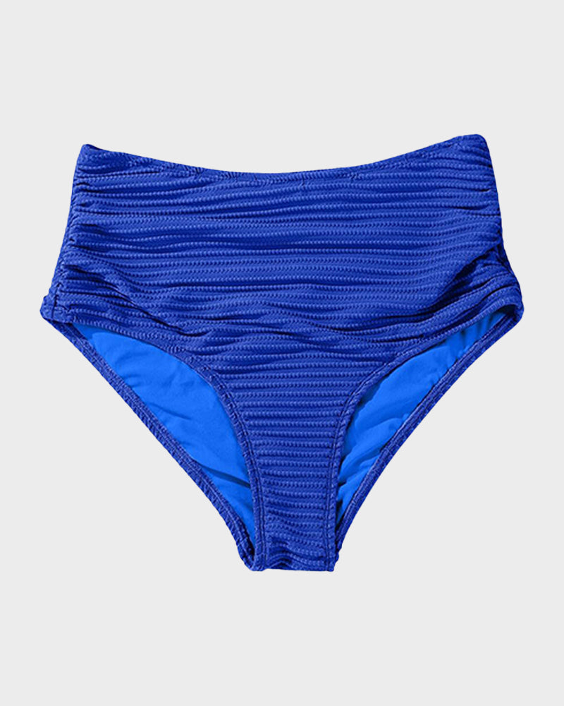 Texturierter High-Waist-Bikini mit Knotendetail vorne
