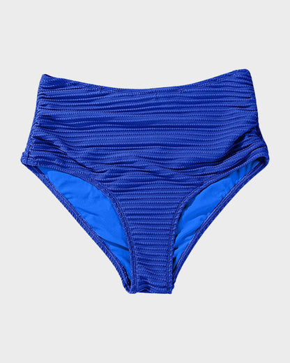 Texturierter High-Waist-Bikini mit Knotendetail vorne