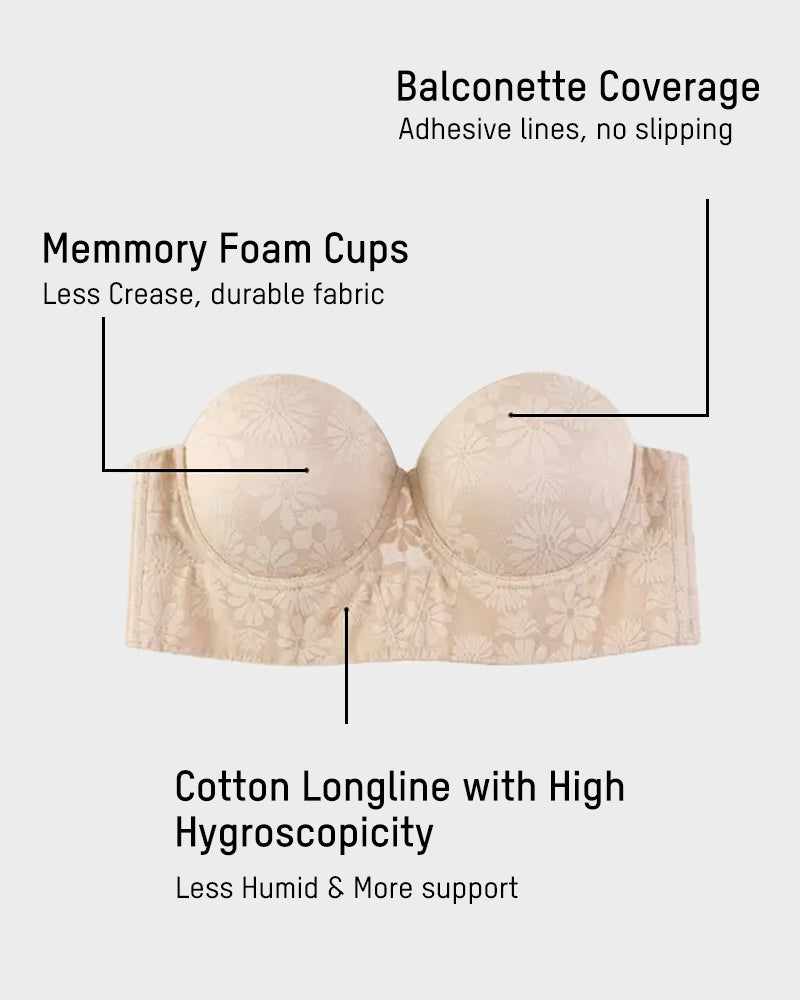 Soutien-Gorge Bustier Lissant en Dentelle à Armatures