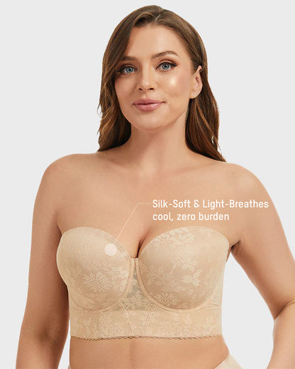 Soutien-Gorge Bustier Lissant en Dentelle à Armatures