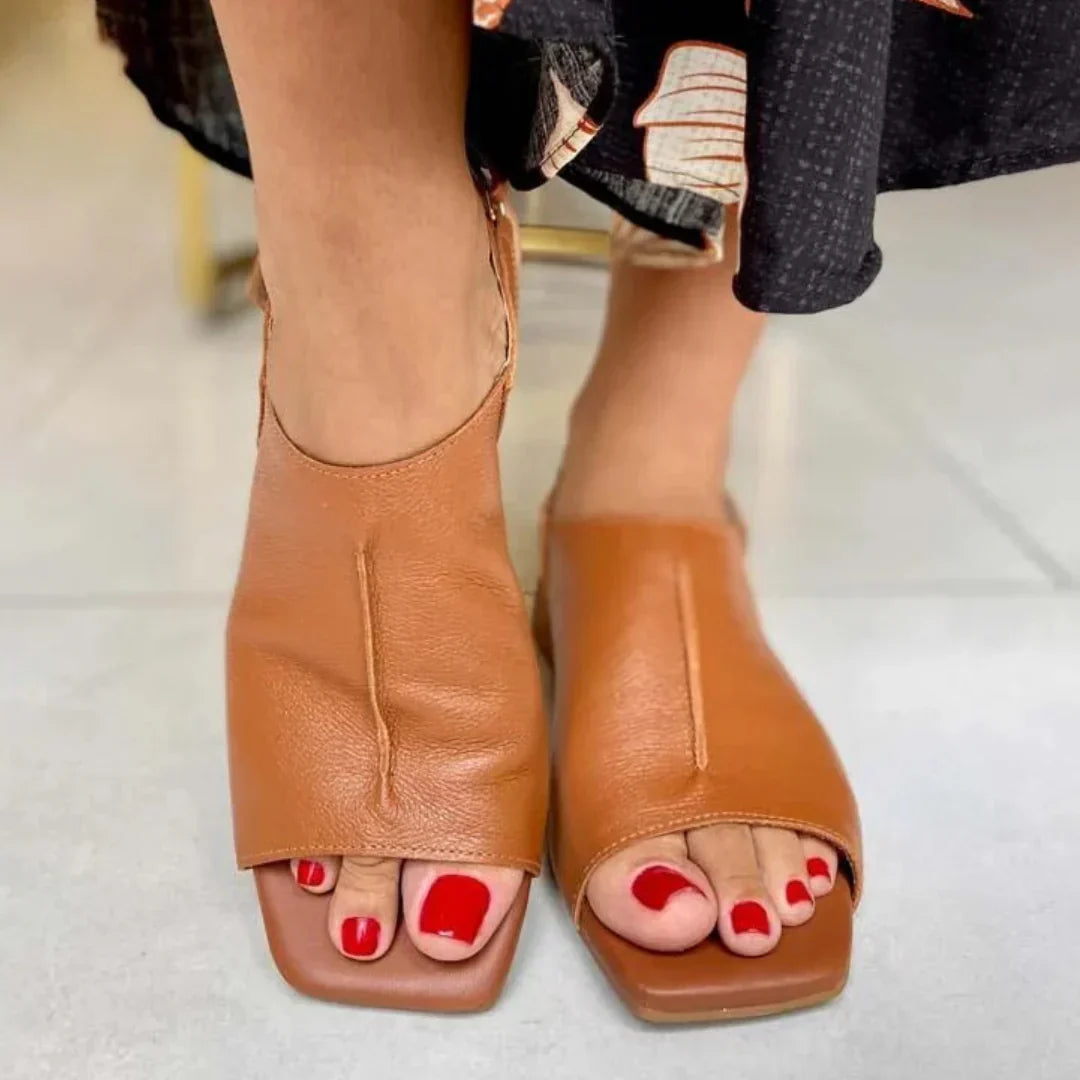 Vera — Sandalen aus Leder mit Blockabsatz