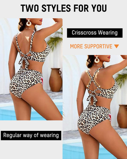 Ensemble Maillot 3 Pièces Jupe Taille Haute Motif Floral
