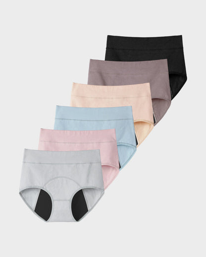 360° Leak-Proof High-Waisted Period Underwear (Pack of 6)
