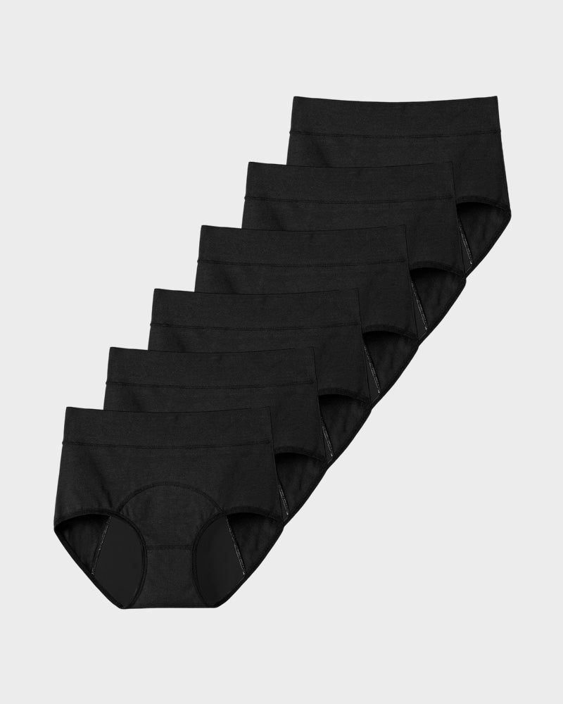 360° Leak-Proof High-Waisted Period Underwear (Pack of 6)