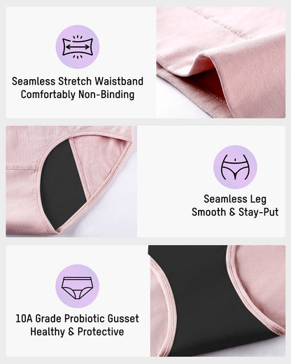 360° Leak-Proof High-Waisted Period Underwear (Pack of 6)