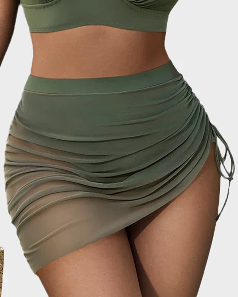 High Waist Bikini-Set mit Pareo und Bauchkontrolle