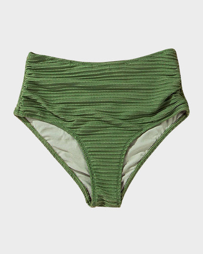 Texturierter High-Waist-Bikini mit Knotendetail vorne