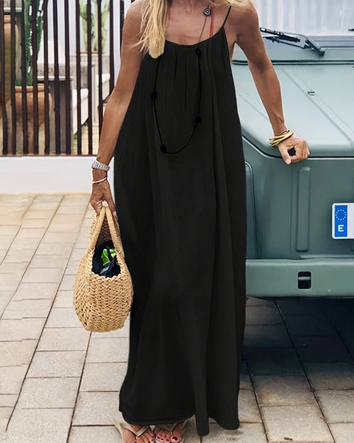 Einfarbiges rückenfreies Cami-Kleid für Damen